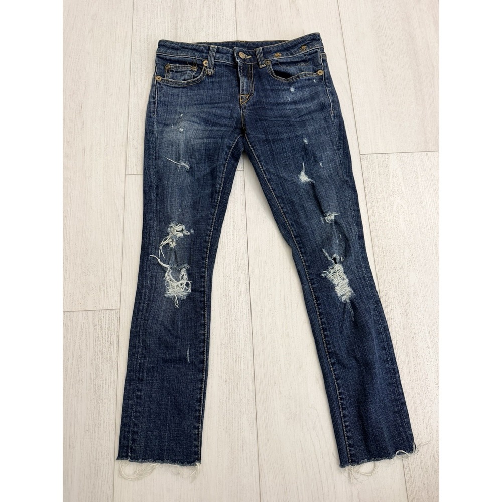 R13 Kate Skinny Jeans Dark Vintage Blue Low Rise Made in Italy R13W4021 Sz 25
